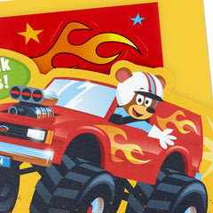 Monster Truck Fun 4th Birthday Card With Stickers