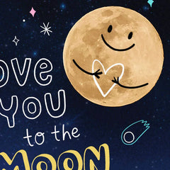 Moon, Stars and Heart Doodles Love Card for Kids