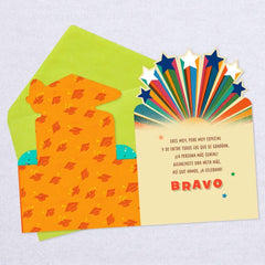 Mortarboard and Stars Spanish-Language Graduation Card