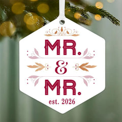 Mr. & Mr. Metal Personalized Ornament, Custom Text