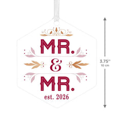 Mr. & Mr. Metal Personalized Ornament, Custom Text