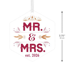 Mr. & Mrs. Metal Personalized Ornament, Custom Text
