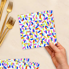 Colorful Sprinkles on White Dinner Napkins, Pack of 20