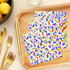 Colorful Sprinkles on White Dinner Napkins, Pack of 20