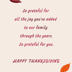 Grateful for the Joy You Add Thanksgiving Card for Nephew