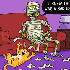 Why Mummies Don't Own Cats Funny Halloween Card