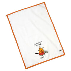 My Cooking Is Fire Funny Tea Towel, 18x26
