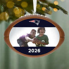 NFL New England Patriots Football Personalized Ornament, Custom Photo and Text