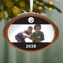 NFL Pittsburgh Steelers Football Personalized Ornament, Custom Photo and Text
