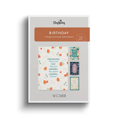 Whimsical Florals Assorted Religious Birthday Cards, Box of 12