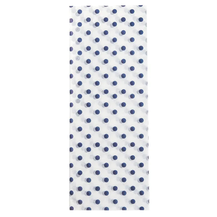 Navy Blue Polka Dots on White Tissue Paper, 6 sheets
