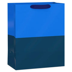 13" Navy Blue and Cobalt Color Block Large Gift Bag