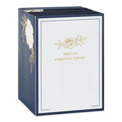 Navy and Gold Floral 3D Pop-Up Wedding Card