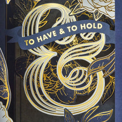 Navy and Gold Floral 3D Pop-Up Wedding Card