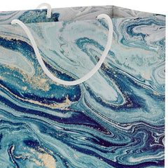 7.7" Blue, Green and Gold Marbled Medium Horizontal Gift Bag