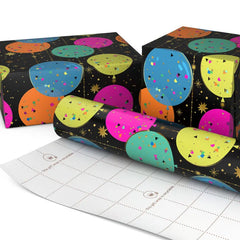 Bright Balloons on Black Wrapping Paper Roll, 17.5 sq. ft.