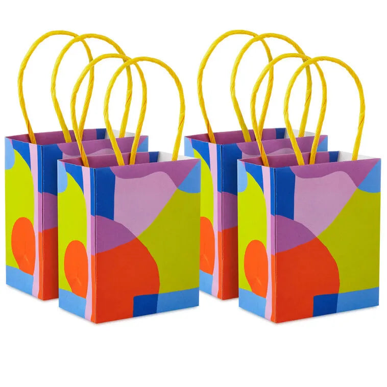 4" Abstract Neon Shapes Mini Treat Bags With Handles, Pack of 4