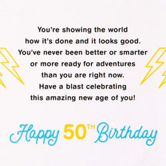 Keep On Rockin' It Musical Light-Up 50th Birthday Card