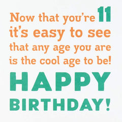 You're One Cool Kid 11th Birthday Card