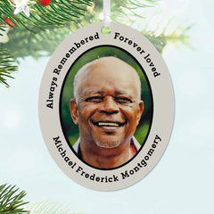 Vertical Oval Metal Personalized Ornament, Custom Photo and Text
