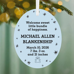 Vertical Oval Metal Personalized Ornament, Custom Text