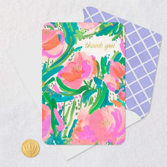 Painted Flowers Blank Thank You Card