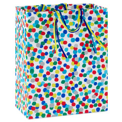9.6" Colorful Dots on White Medium Gift Bag