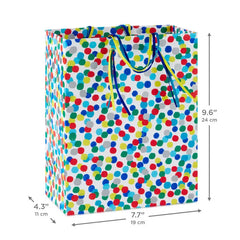 9.6" Colorful Dots on White Medium Gift Bag