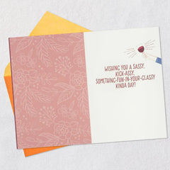 A Kick-Assy, Wine-Glassy Kind of Day Birthday Card With Detachable Button