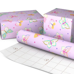 Pretty Butterflies on Lilac Wrapping Paper Roll, 20 sq. ft.