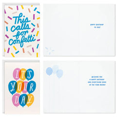 Playful Pink and Blue Assorted Birthday Cards, Pack of 12