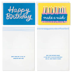 Playful Pink and Blue Assorted Birthday Cards, Pack of 12