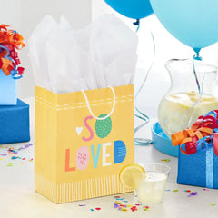 9.6" Pastel Lettering on Yellow Medium Gift Bag