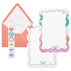 Lacey Chabert Collection Ribbons and Scallops Stationery Set With Seals, 12 sheets