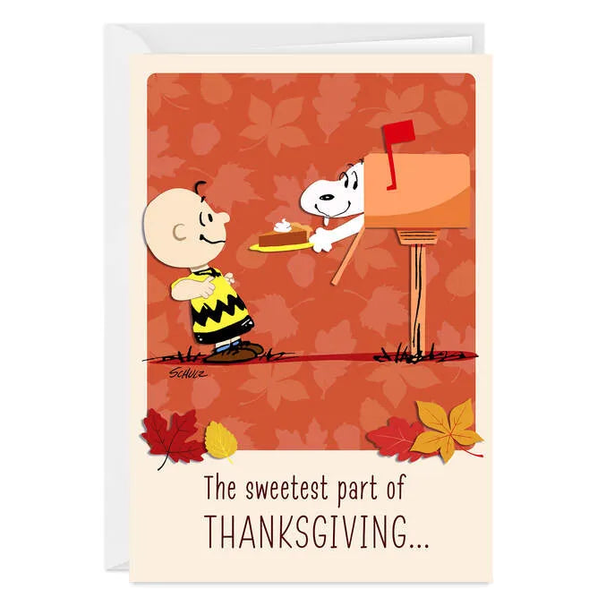 Peanuts® Snoopy With Pie Custom Thanksgiving Card