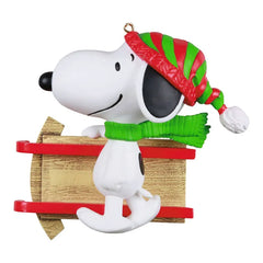 The Peanuts® Gang Sledding With Snoopy Personalized Ornament, Custom Text