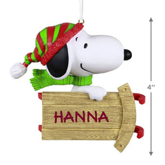 The Peanuts® Gang Sledding With Snoopy Personalized Ornament, Custom Text