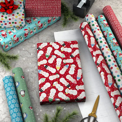 Penguins, Doodles and Polka Dots 6-Pack Assorted Christmas Wrapping Paper Roll Bundle, 180 sq. ft. total