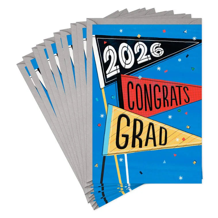 Celebrating You Today Pennants 2026 Graduation Cards, Pack of 10