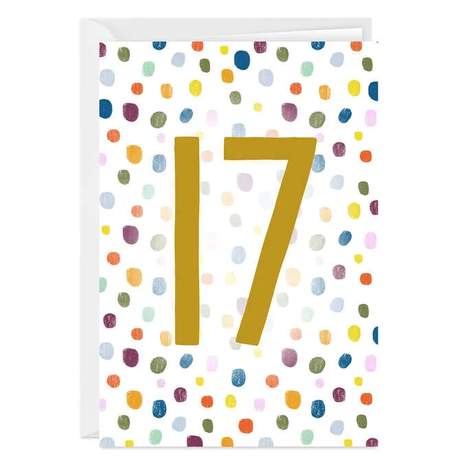 Personalized Colorful Confetti Number Milestone Card