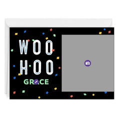 Personalized Woo Hoo Confetti Celebration Photo Card