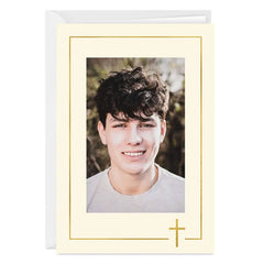 Personalized Cross Frame Religious Photo Card