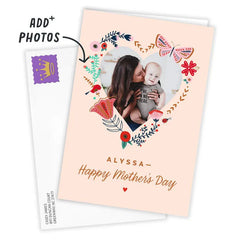Personalized Flower Heart Mother's Day Photo Card