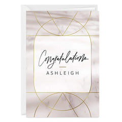 Personalized Gold Accents on Marble Card