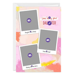 Personalized Snapshots on Pink Watercolor Photo Card