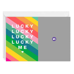 Personalized Lucky Me Rainbow Stripes Photo Card