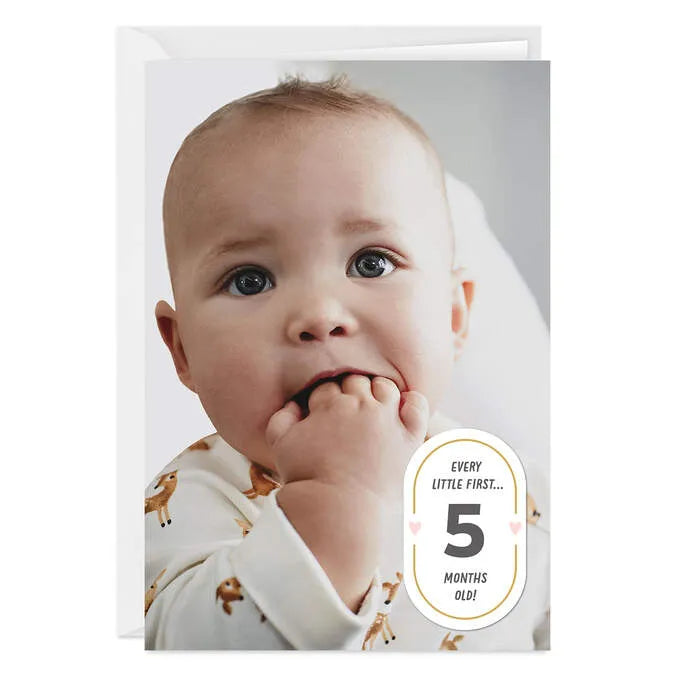Personalized Milestone Badge with Hearts Photo Card