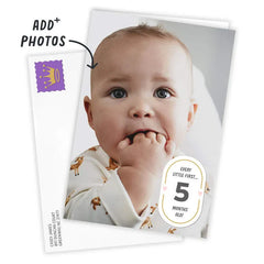 Personalized Milestone Badge with Hearts Photo Card