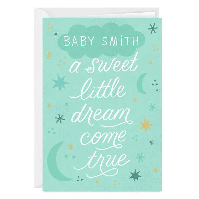 Personalized Sweet Little Dream New Baby Card