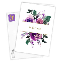 Personalized Watercolor Purple Flowers Card